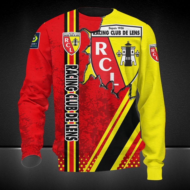 Racing Club de Lens red yellow 3d all over printed hoodie
