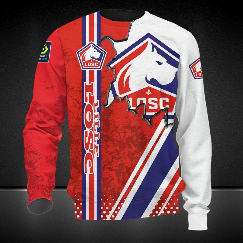 LOSC Lille red white 3d all over printed hoodie