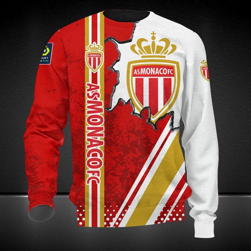 AS Monaco red white 3d all over printed hoodie
