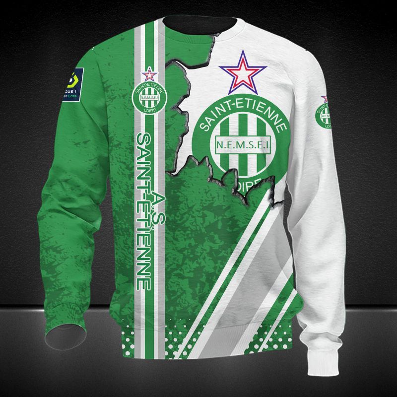 AS Saint-Etienne green white 3d all over printed hoodie