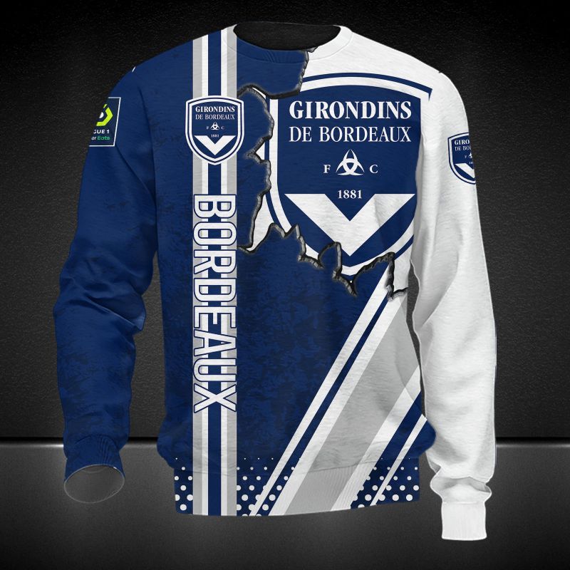 Girondins de Bordeaux navy white 3d all over printed hoodie