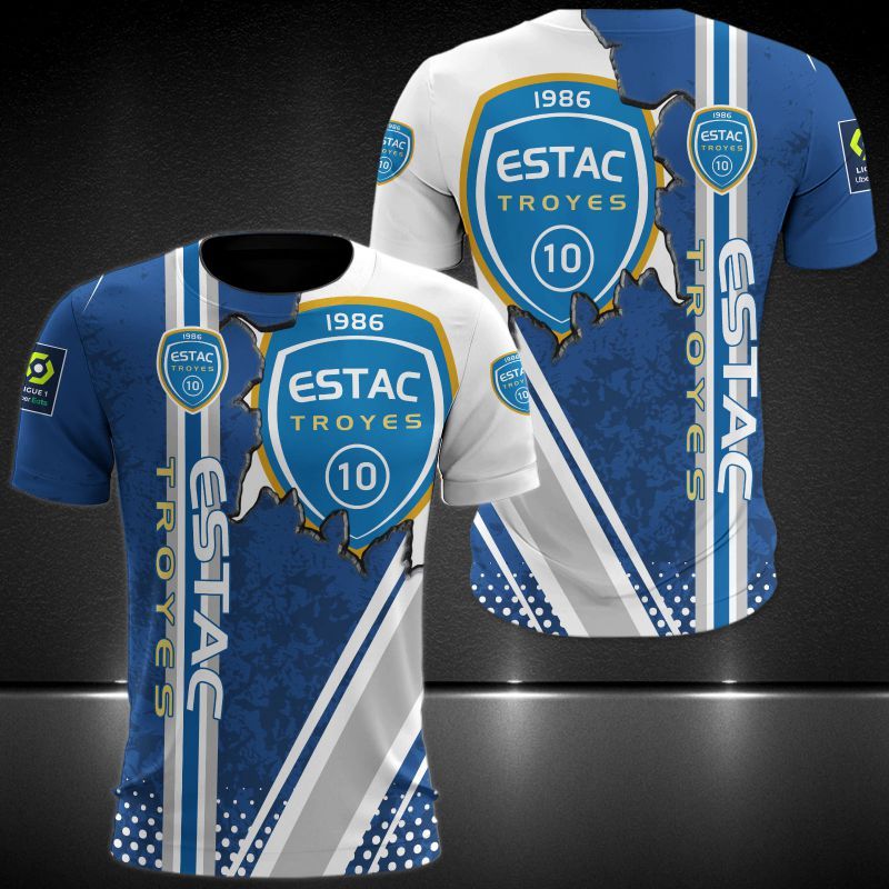 ESTAC Troyes blue white 3d all over printed hoodie