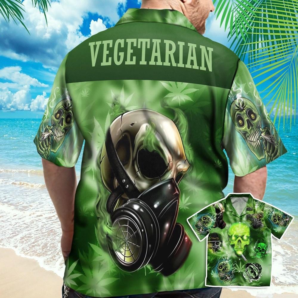 Dope Vegetarian Skull Smoke Weed For Life Hawaiian Shirts