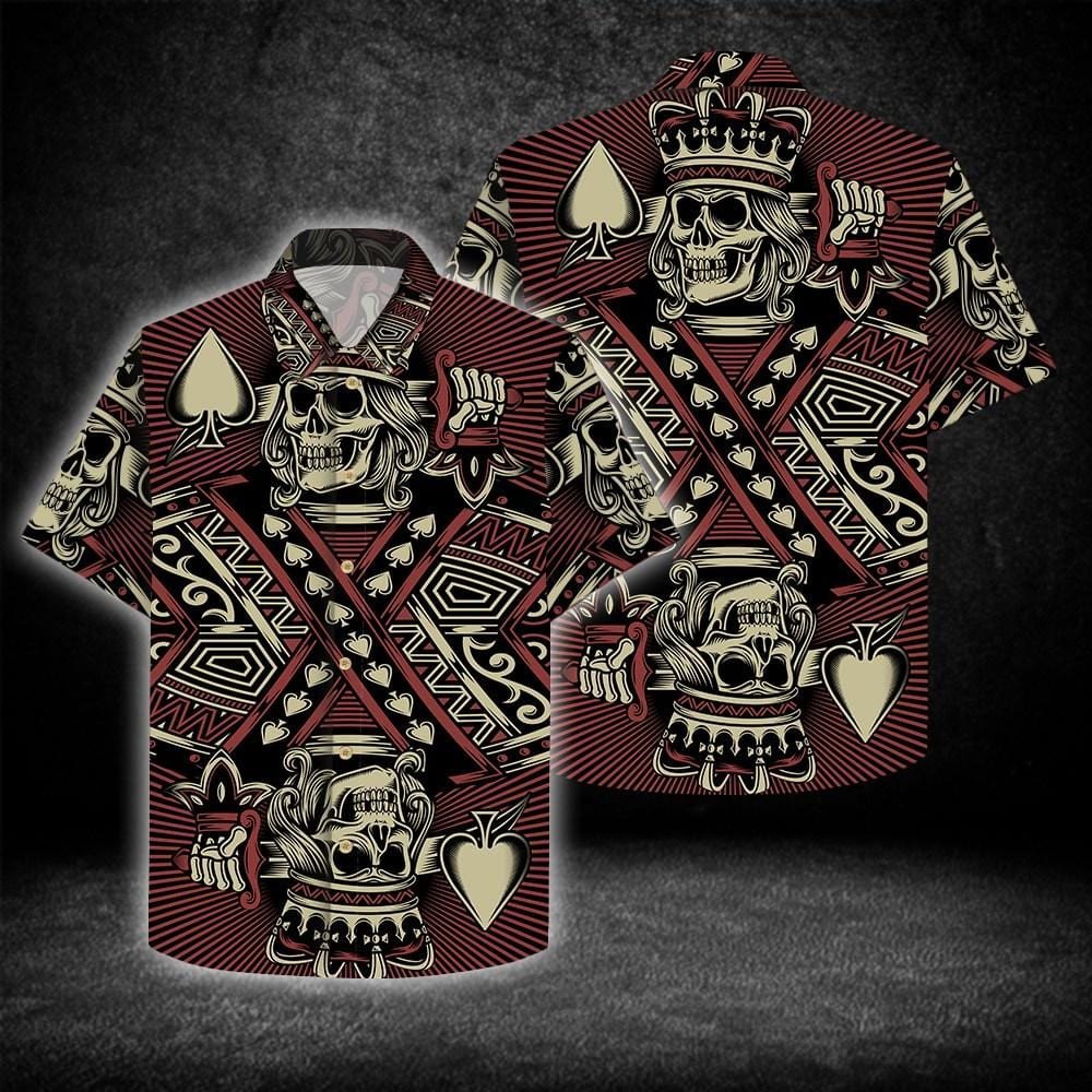 Gamble Ace King Skull Poker Gothic Hawaiian Shirts