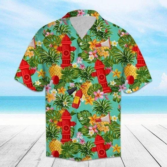 Firefighter Pineapple Tropical Hawaiian Shirts