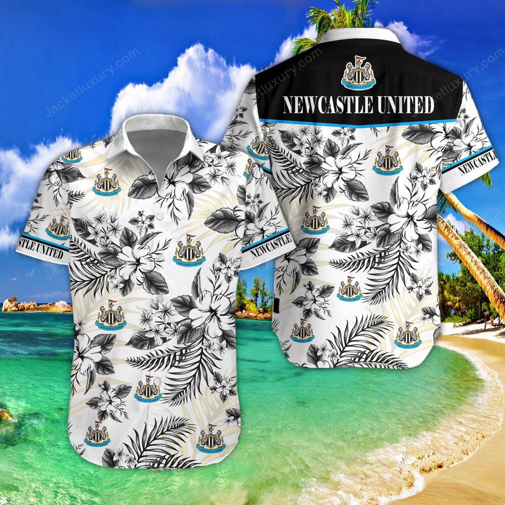 Newcastle United FC black white 2022 tropical summer hawaiian shirt