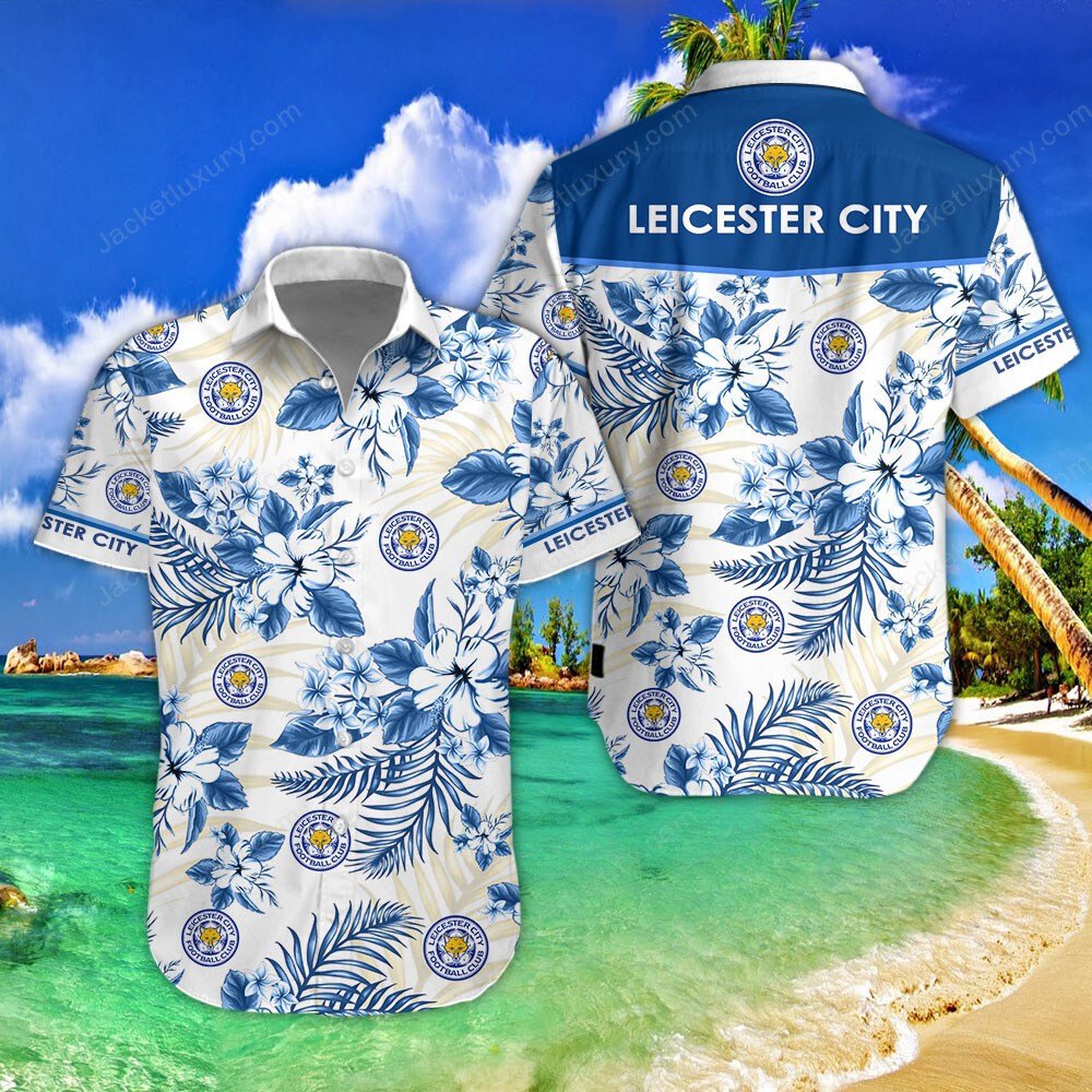 Leicester City FC blue 2022 tropical summer hawaiian shirt