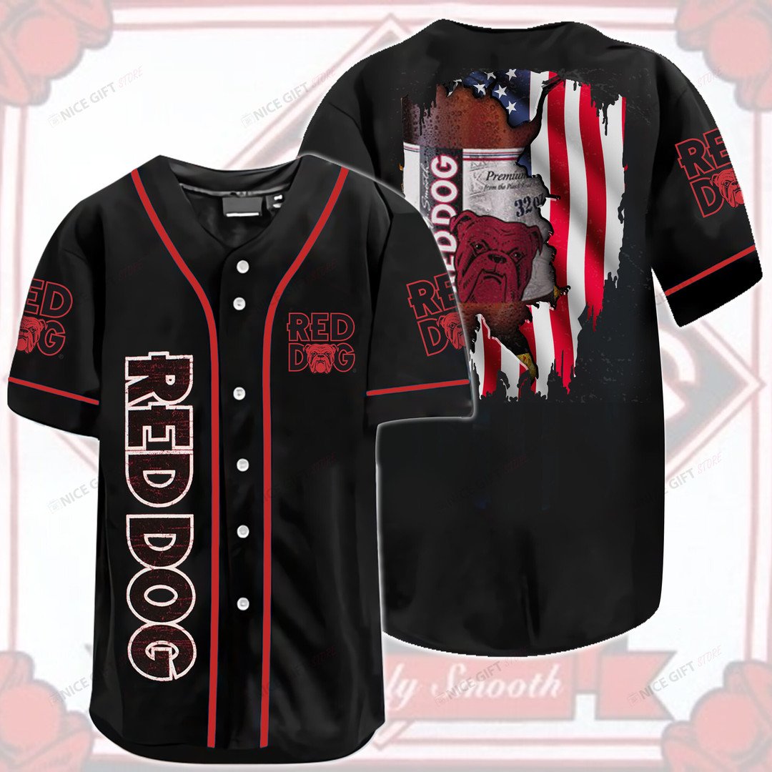 Red Dog American Flag Baseball Jersey