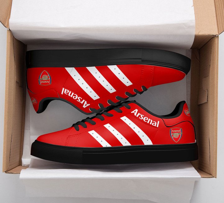 Arsenal Red And White Stan Smith Low Top Shoes