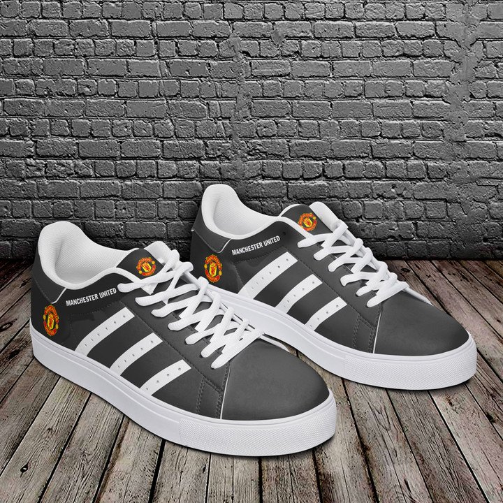 Manchester United Gray And White Stan Smith Low Top Shoes
