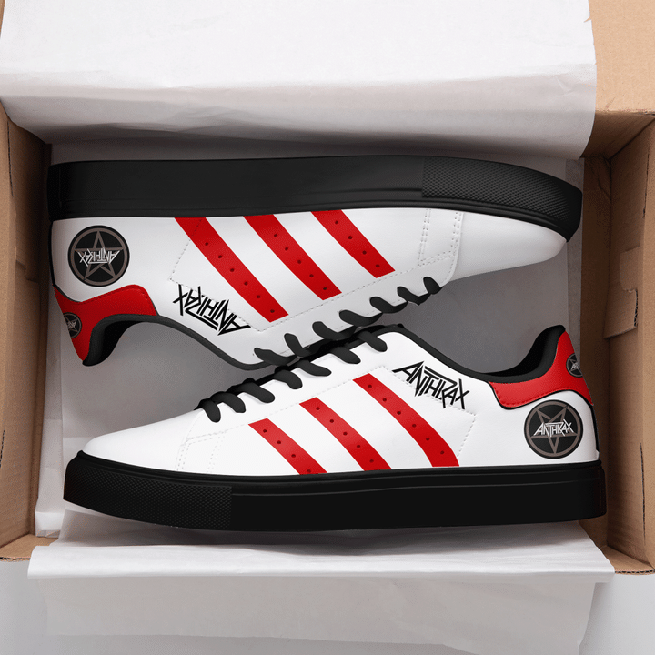 Anthrax Red And White Stan Smith Low Top Shoes