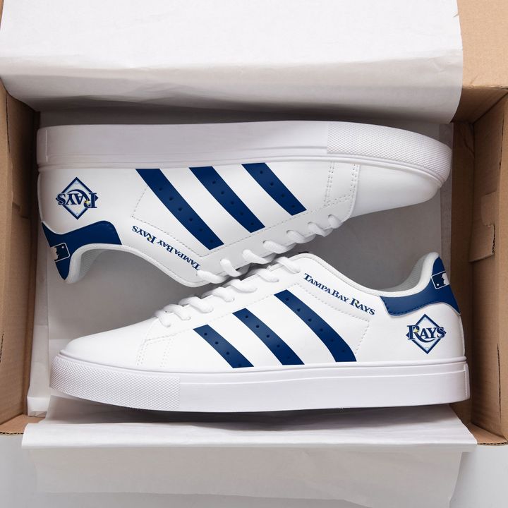 Tampabay Rays MLB Navy And White Stan Smith Low Top Shoes