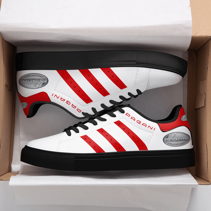Pagani Red And White Stan Smith Low Top Shoes