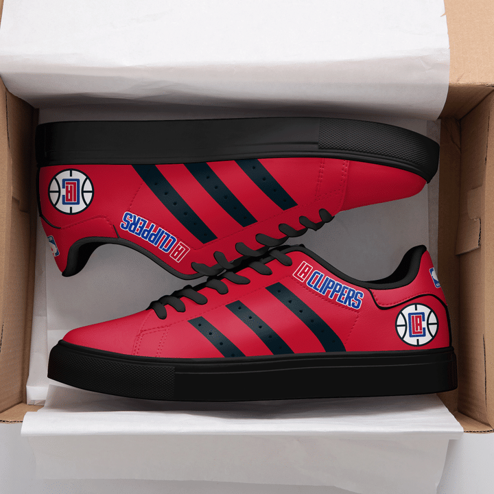 Los Angeles Clippers NBA Black And Red Stan Smith Low Top Shoes