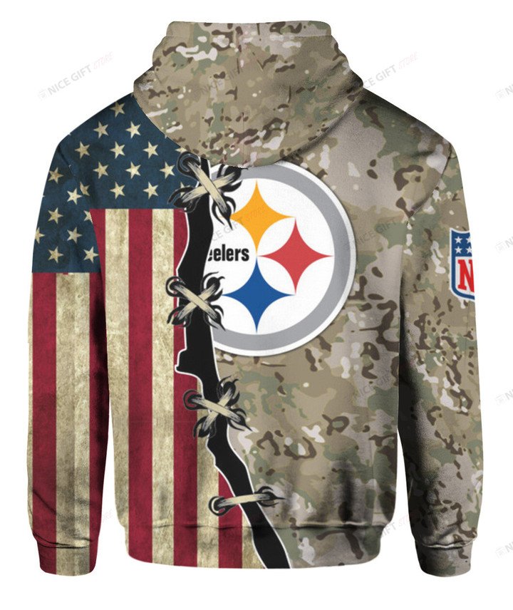NFL Pittsburgh Steelers American Flag 3D Hoodie