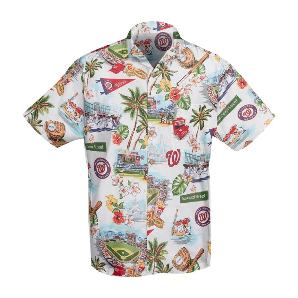 Washington Nationals MLB Logo Pattern Summer Hawaiian Shirt