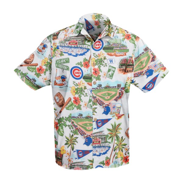 Chicago Cubs MLB Logo Pattern Summer Hawaiian Shirt
