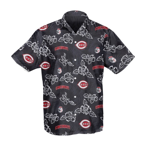 Cincinnati Reds MLB Hibiscus Black Hawaiian Shirt