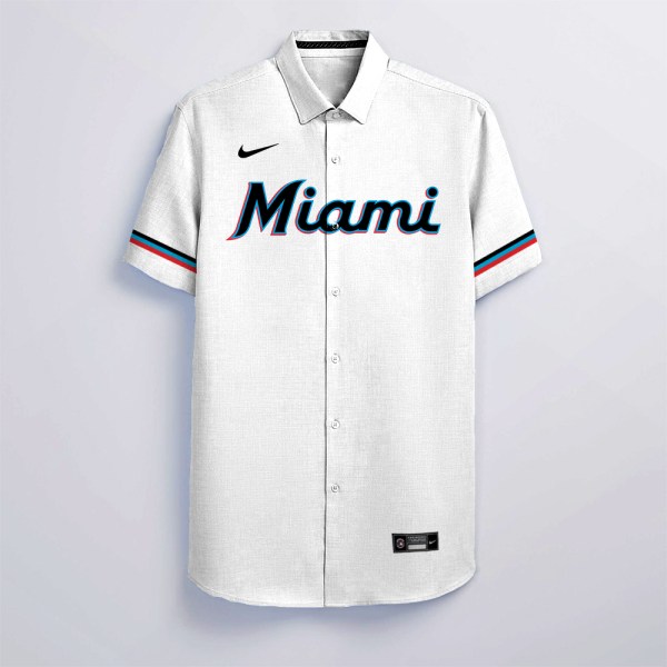 Miami Marlins MLB Personalized White Hawaiian Shirt