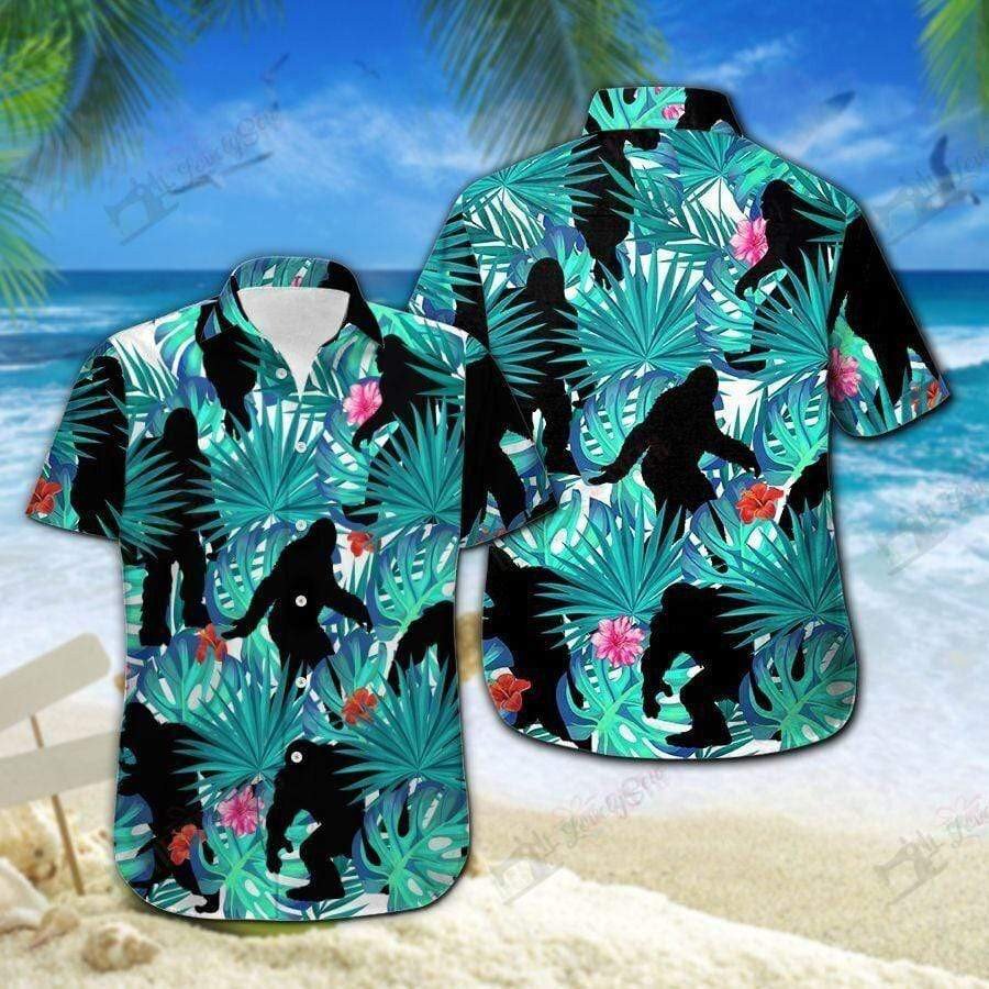 Simple Bigfoot Tropical Hibiscus Hawaiian Shirts