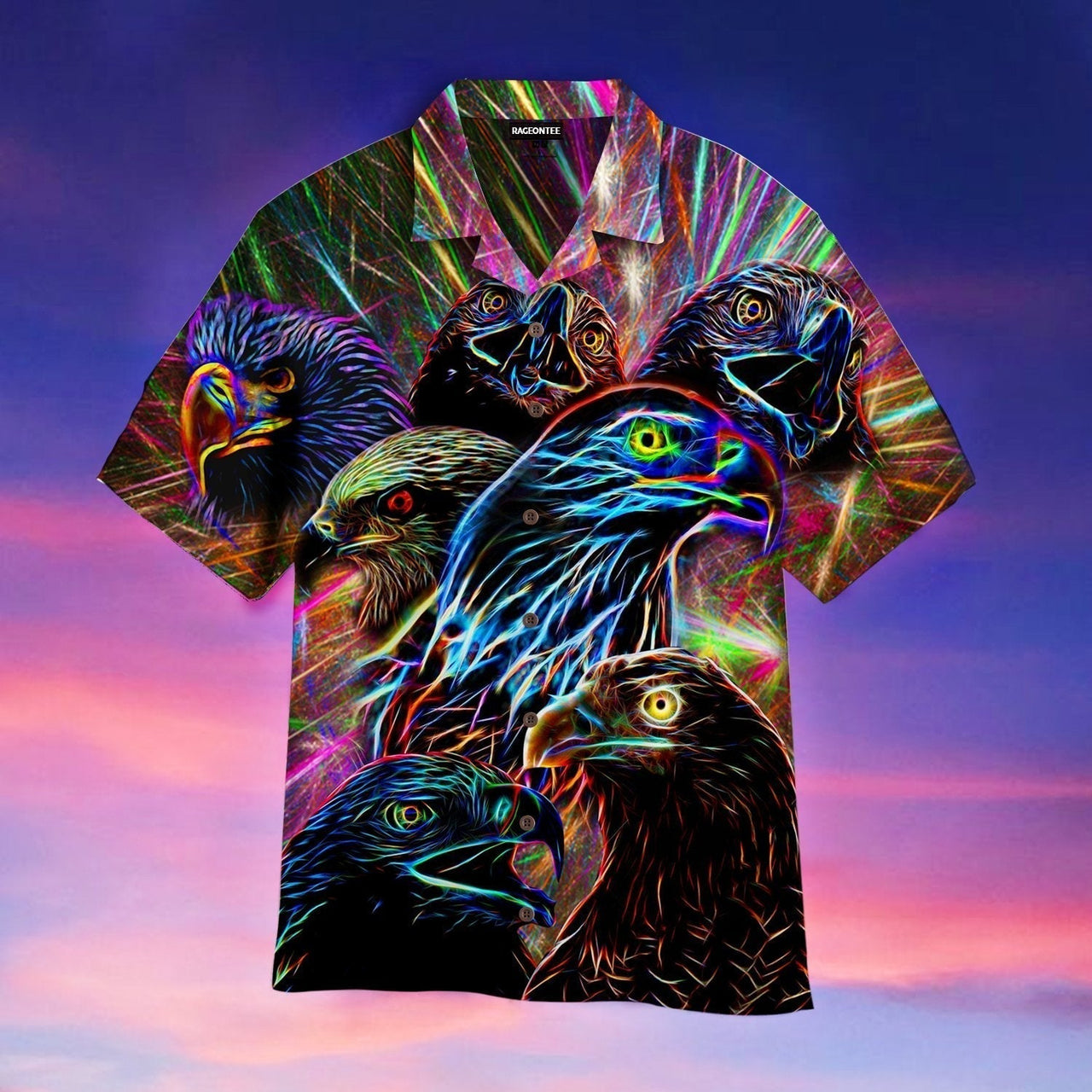 Eagle Neon 4th Of July Hawaiian Shirt