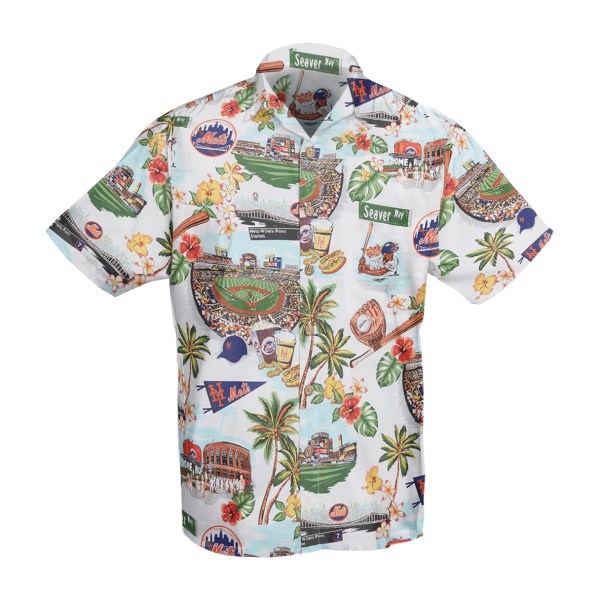 New York Mets MLB Logo Pattern Summer Hawaiian Shirt