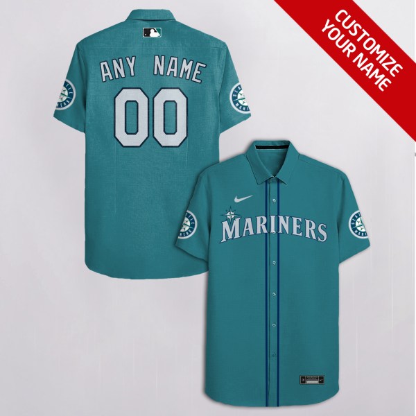 MLB Custom Name Seattle Mariners Blue Hawaiian Shirt