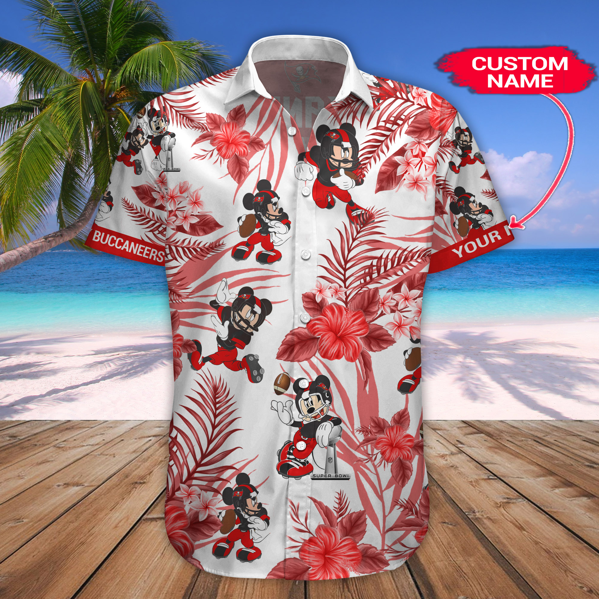 Tampa Bay Buccaneers Mickey Custom Name Hawaiian Shirt