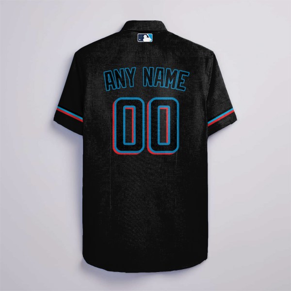 Miami Marlins MLB Personalized Black Hawaiian Shirt