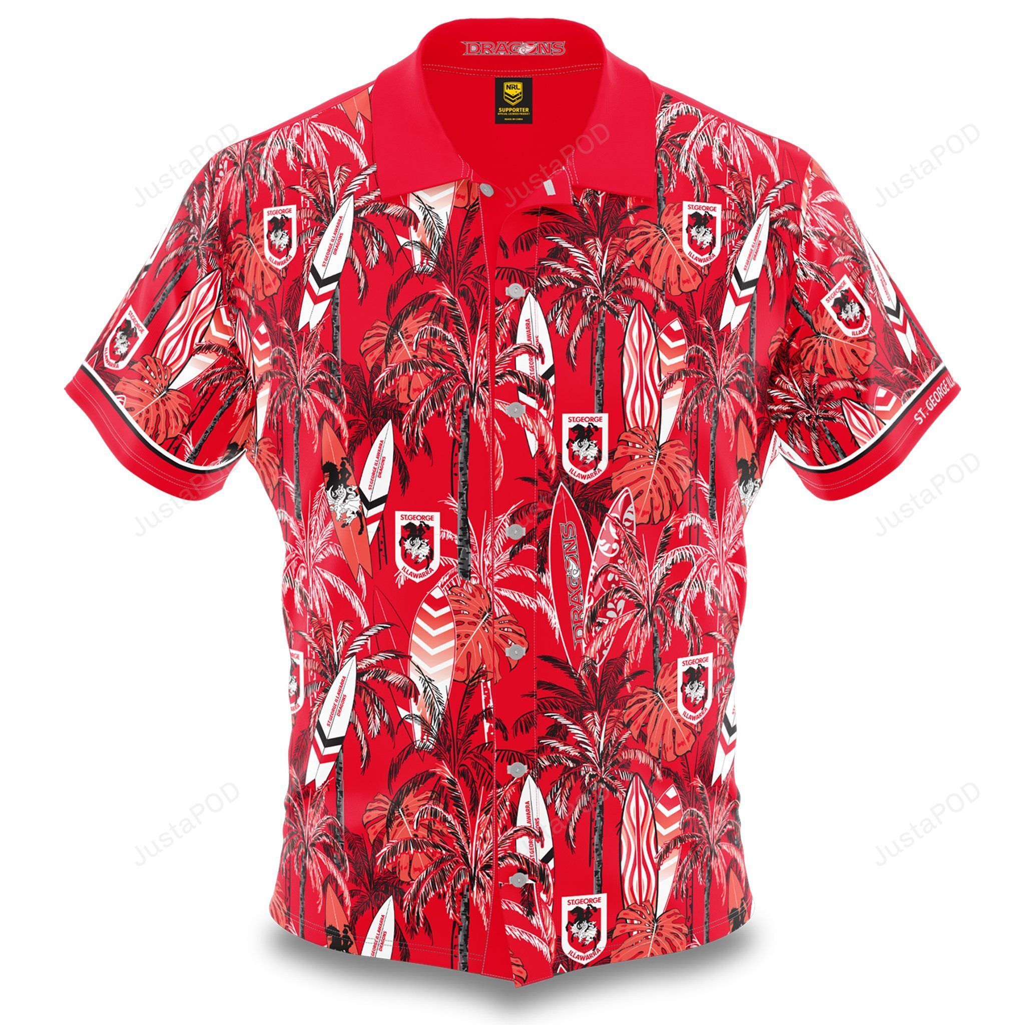 NRL Dragons Adult Palm Tree Hawaiian Shirt