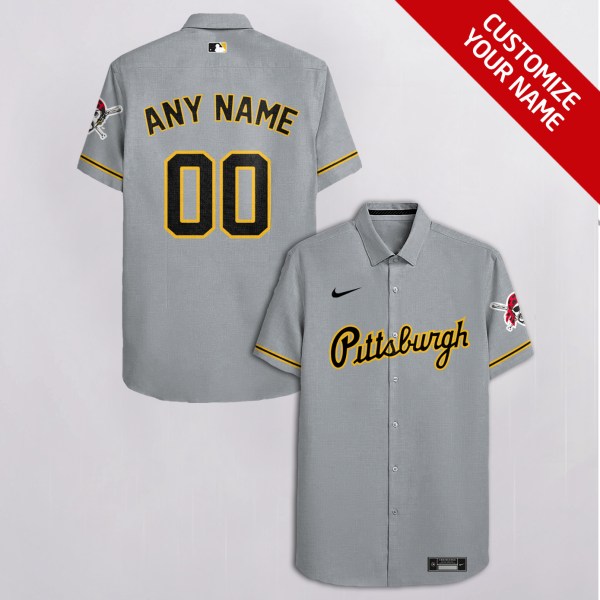NFL Pittsburgh Pirates Grey Personalized Hawaiian Shirt