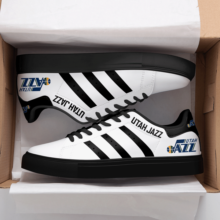 Utah Jazz Black And White Stan Smith Low Top Shoes