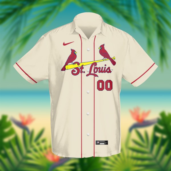 St Louis Cardinals MLB Cream Personalized Hawaiian Shirt