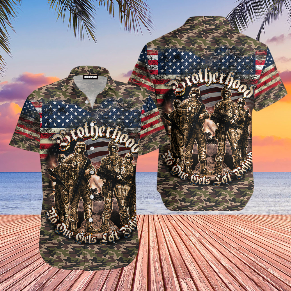 Soldier American Flag Brotherhood Veterans Hawaiian Shirt