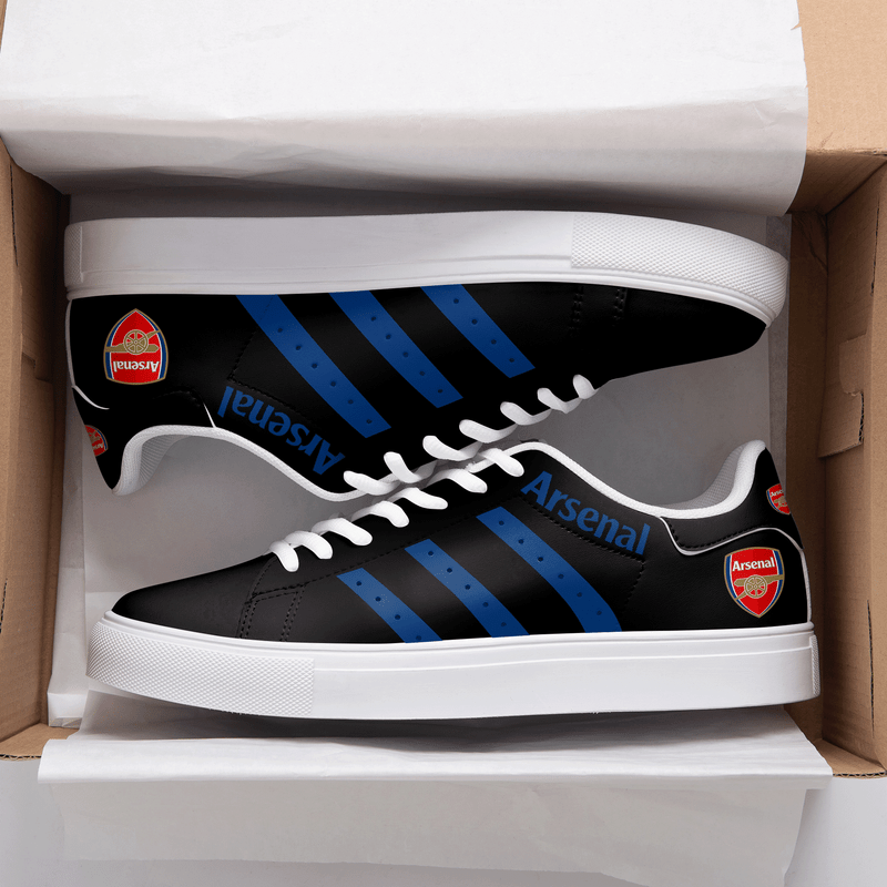 Arsenal Black Blue 3d Over Printed Stan Smith Shoes