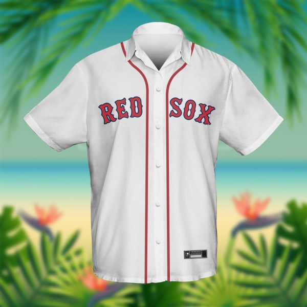 Boston red sox MLB Custom Name White Hawaiian Shirt