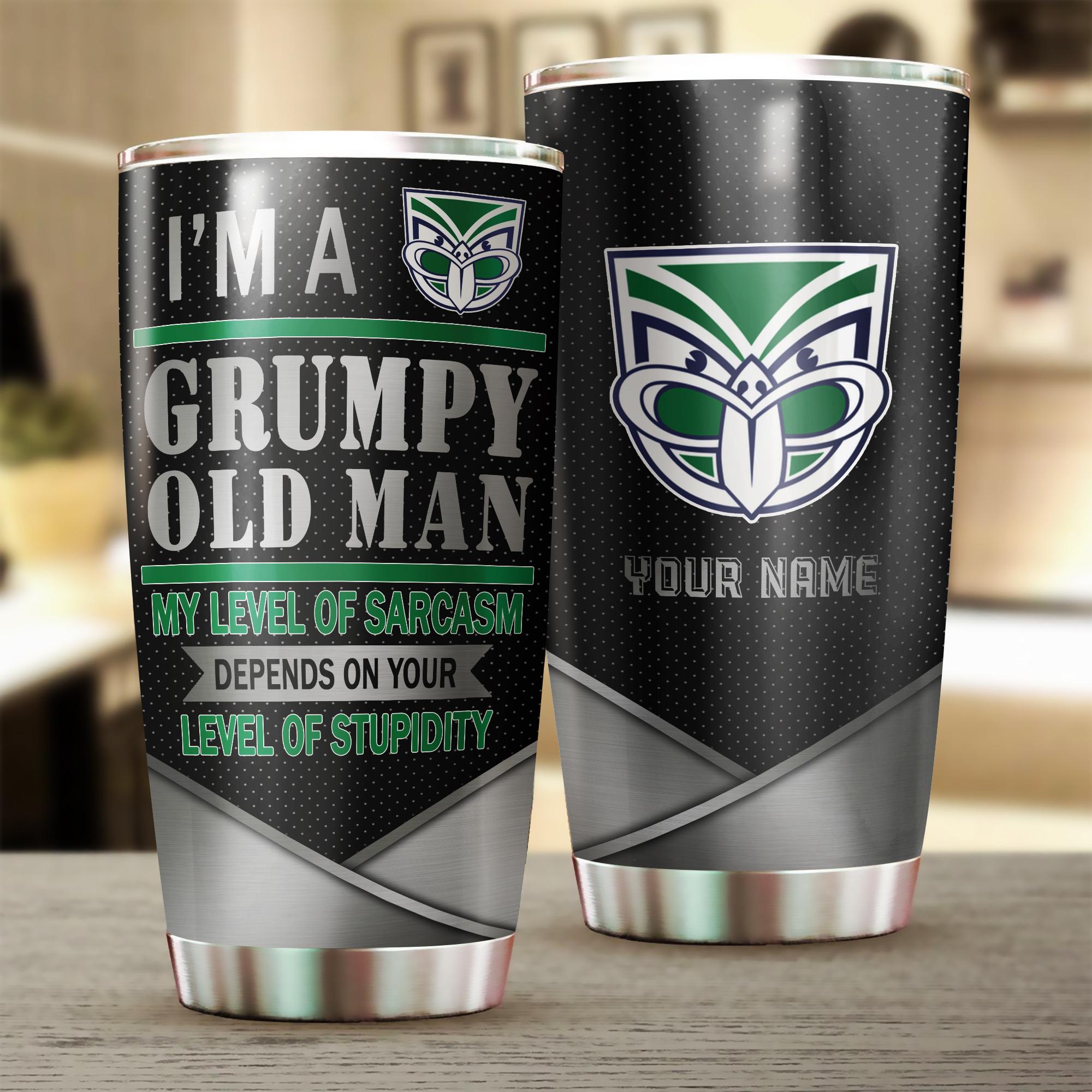 New Zealand Warriors I'm A Grumpy Old Man Custom Name Tumbler Cup