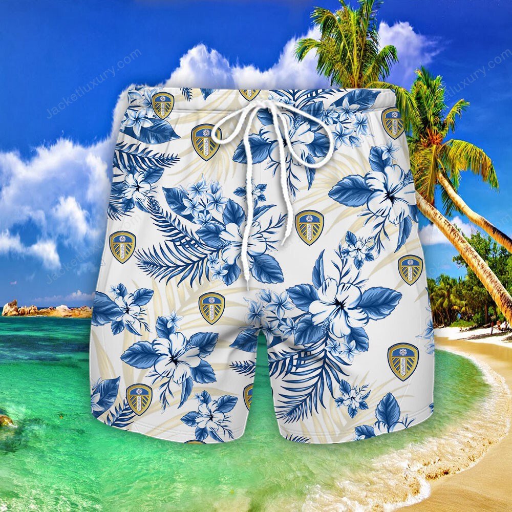 Leeds United FC white 2022 tropical summer hawaiian shirt