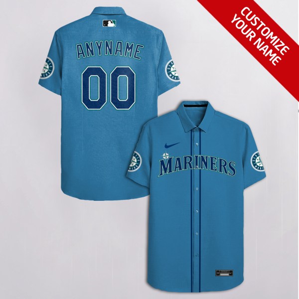 Seattle Mariners MLB Custom Name Blue Hawaiian Shirt