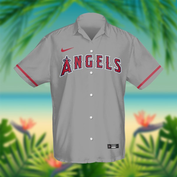 Los Angeles Angels MLB Grey Personalized Hawaiian Shirt