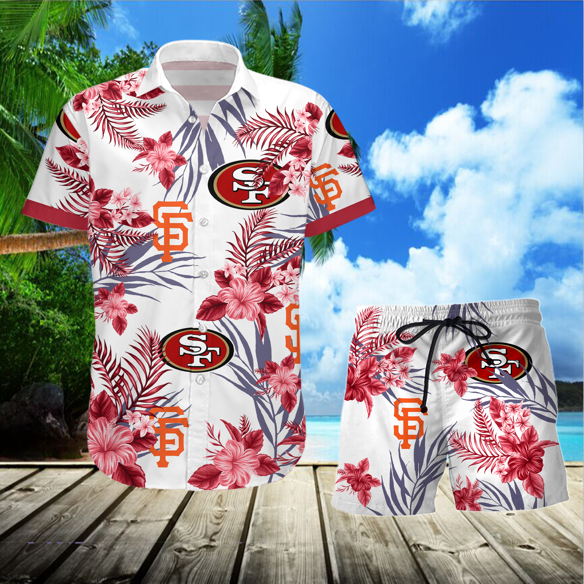 San Francisco 49ers San Francisco Giants Hawaiian Shirt And Short