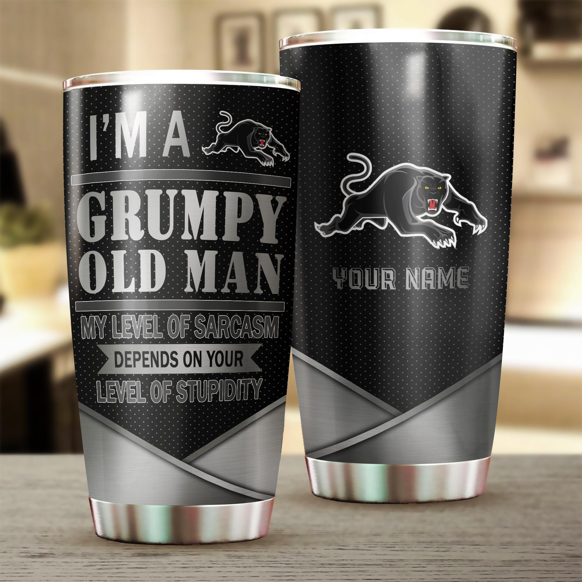 Penrith Panthers I'm A Grumpy Old Man Custom Name Tumbler Cup