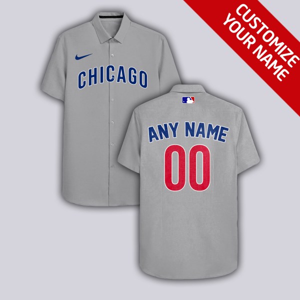 Chicago Cubs MLB Personalized Gray Hawaiian Shirt