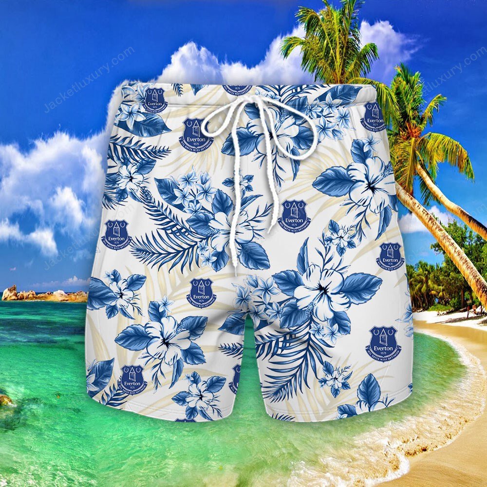 Everton FC blue 2022 tropical summer hawaiian shirt