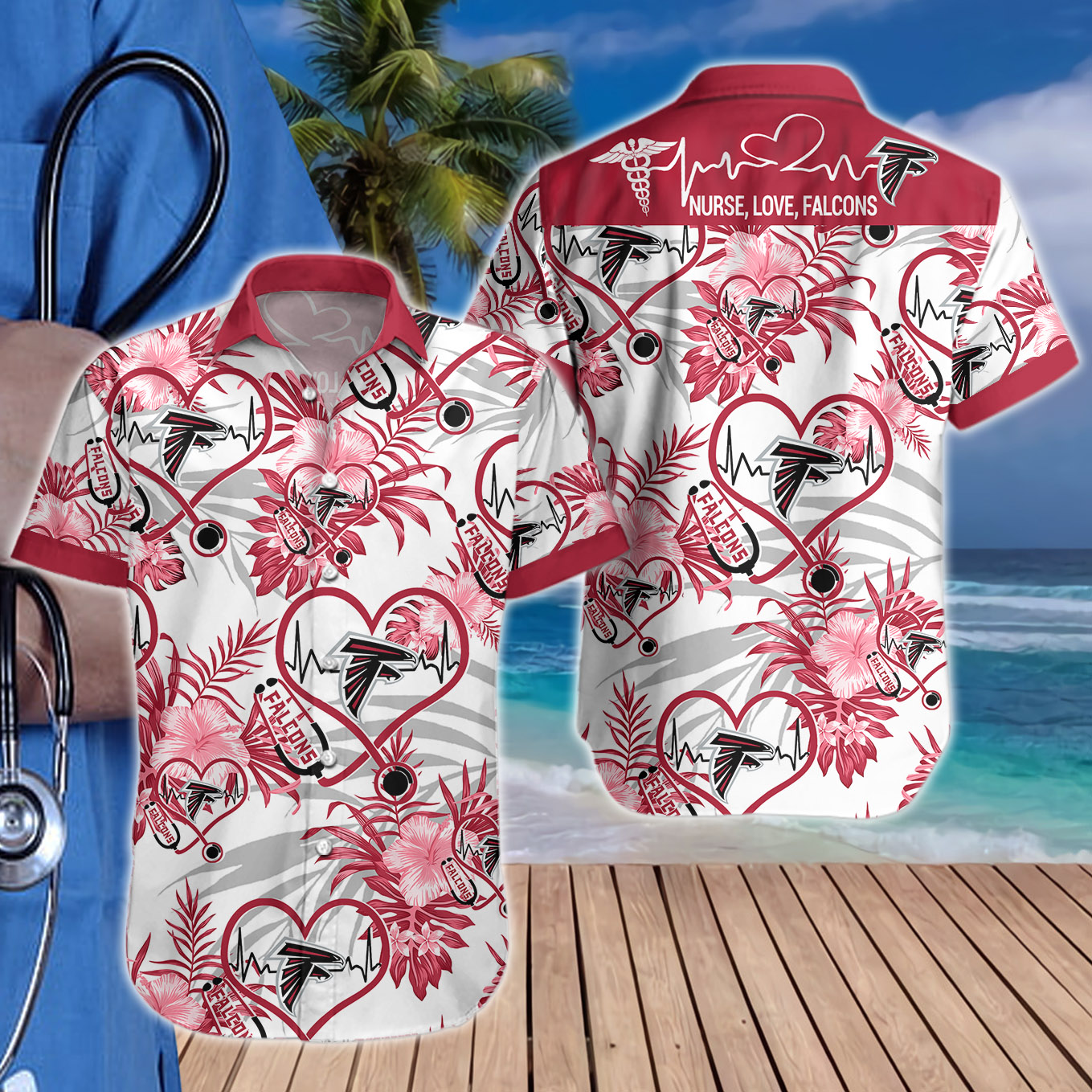 Nurse Love Atlanta Falcons Hawaiian shirt