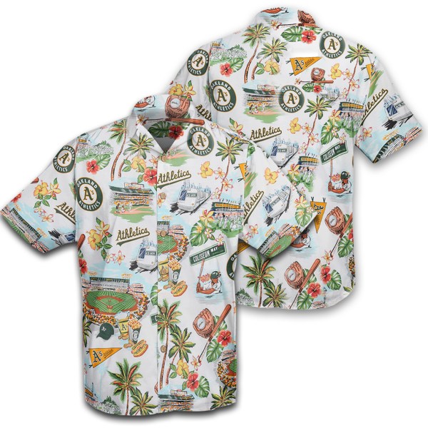 Oakland Athletics MLB Logo Pattern Summer Hawaiian Shirt