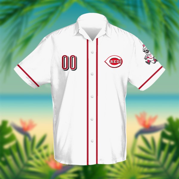 MLB Cincinnati Reds White Personalized Hawaiian Shirt