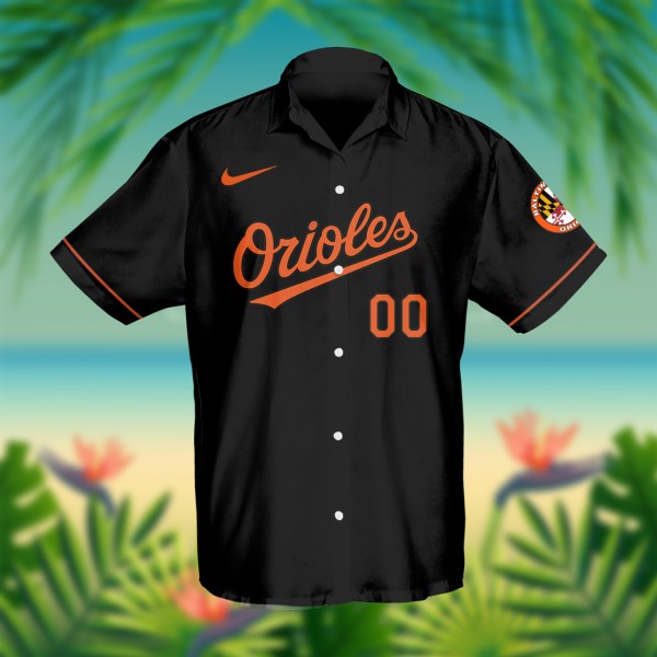 MLB Baltimore Orioles Black 00 Personalized Hawaiian Shirt