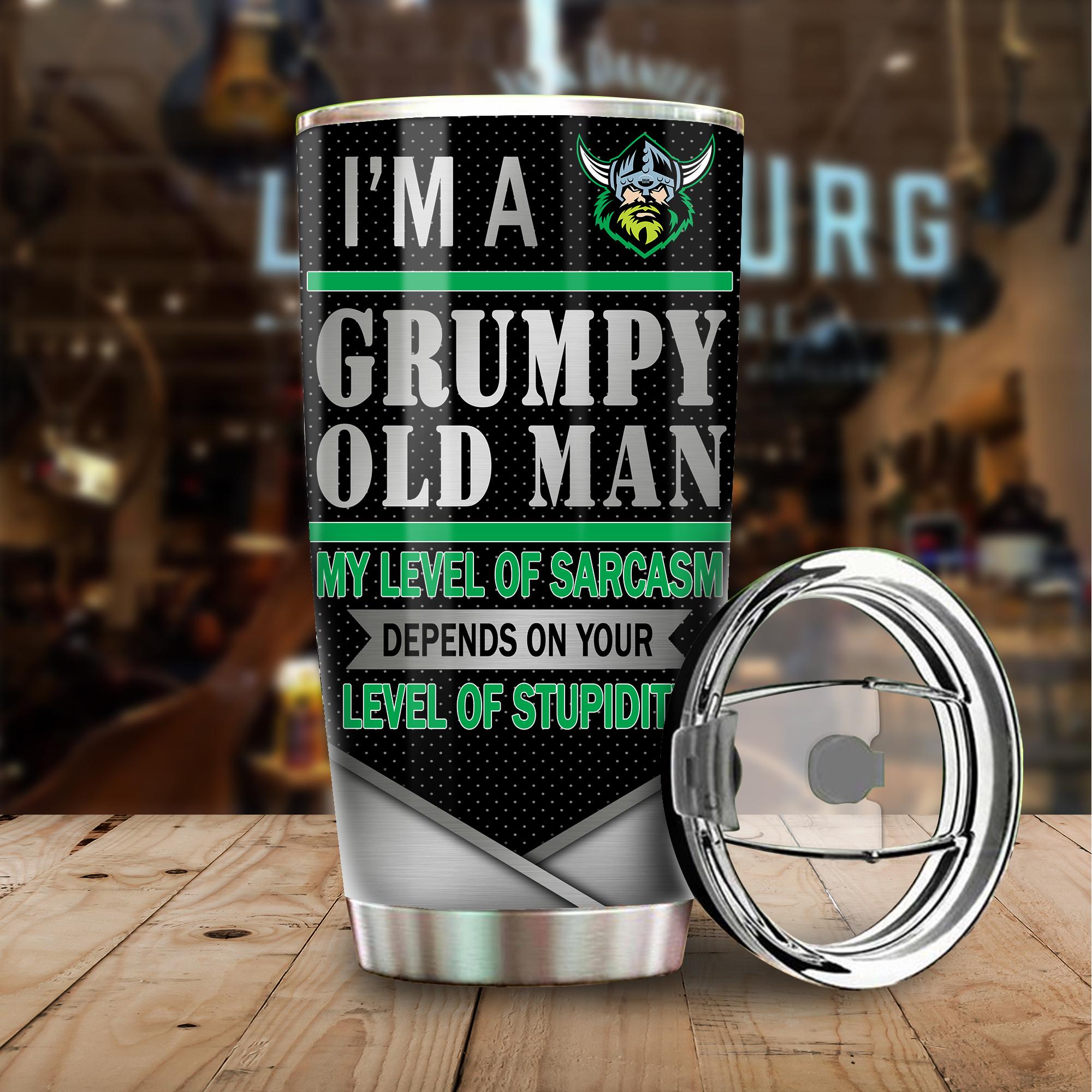 Canberra Raiders I'm A Grumpy Old Man Custom Name Tumbler Cup