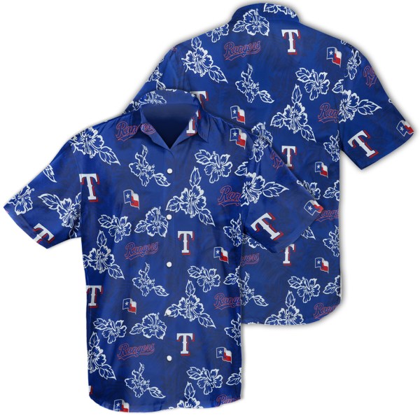 Texas Rangers MLB Hibiscus Hawaiian Shirt